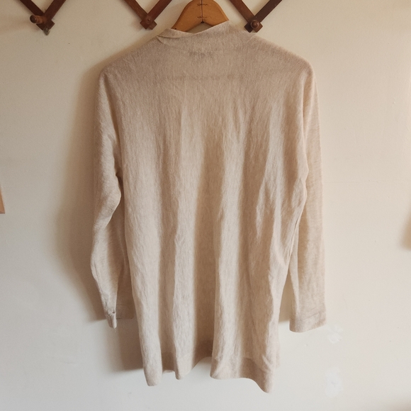 Eileen Fisher Cream Open-Front Lightweight Knit Cardigan Small Wool Alpaca - Picture 7 of 8